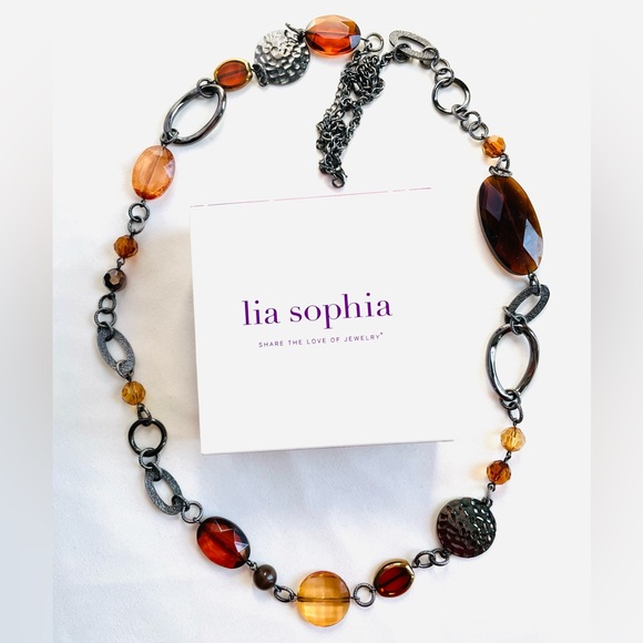 New 44” Gunmetal Orange Necklace - Picture 3 of 8